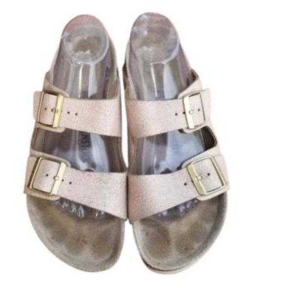 42 Birkenstock Shimmer Distress Rose Pink Slip On Sandal Birks Shoe Women 11 - Picture 8 of 14